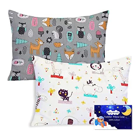 Children's Pillowcase 40 x 60 cm - Organic Cotton Pillow Case - Baby Toddler Pillow Cases for Pushchairs - Baby Pillow Cover with Envelope Closure Cute Pattern Cover