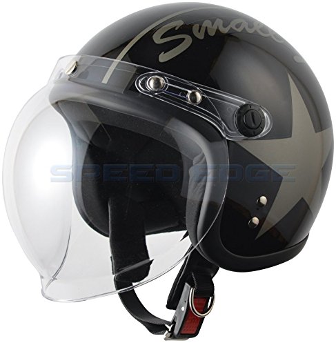 スモールジェットヘルメット バブルシールド付 ブラック/チタン 54cm~57cm未満