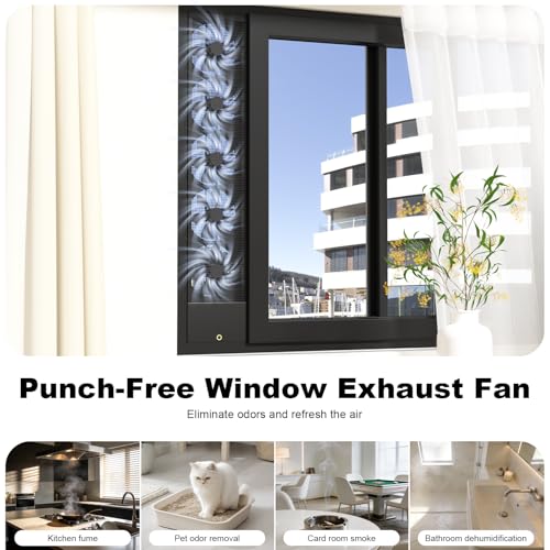 Image of Vertical Window Fan for Sliding Windows (Black, 80~85cm /31.5~33.5in) | No Drilling Required Installation, Adjustable Wind Speed, 1.97 IN Retractable, for Bedroom Bathroom Kitchen Office