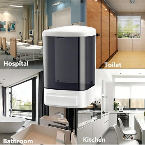 Image of 6-Pack Soap Dispenser Wall Mount 1000ml (33.8oz) -Commercial Heavy-Duty Plastic Liquid Dispenser for Soap,Shampoo, Hand Sanitizer- Manual Pump for Bathroom, Kitchen, Restaurant,Hotel (1000ml)