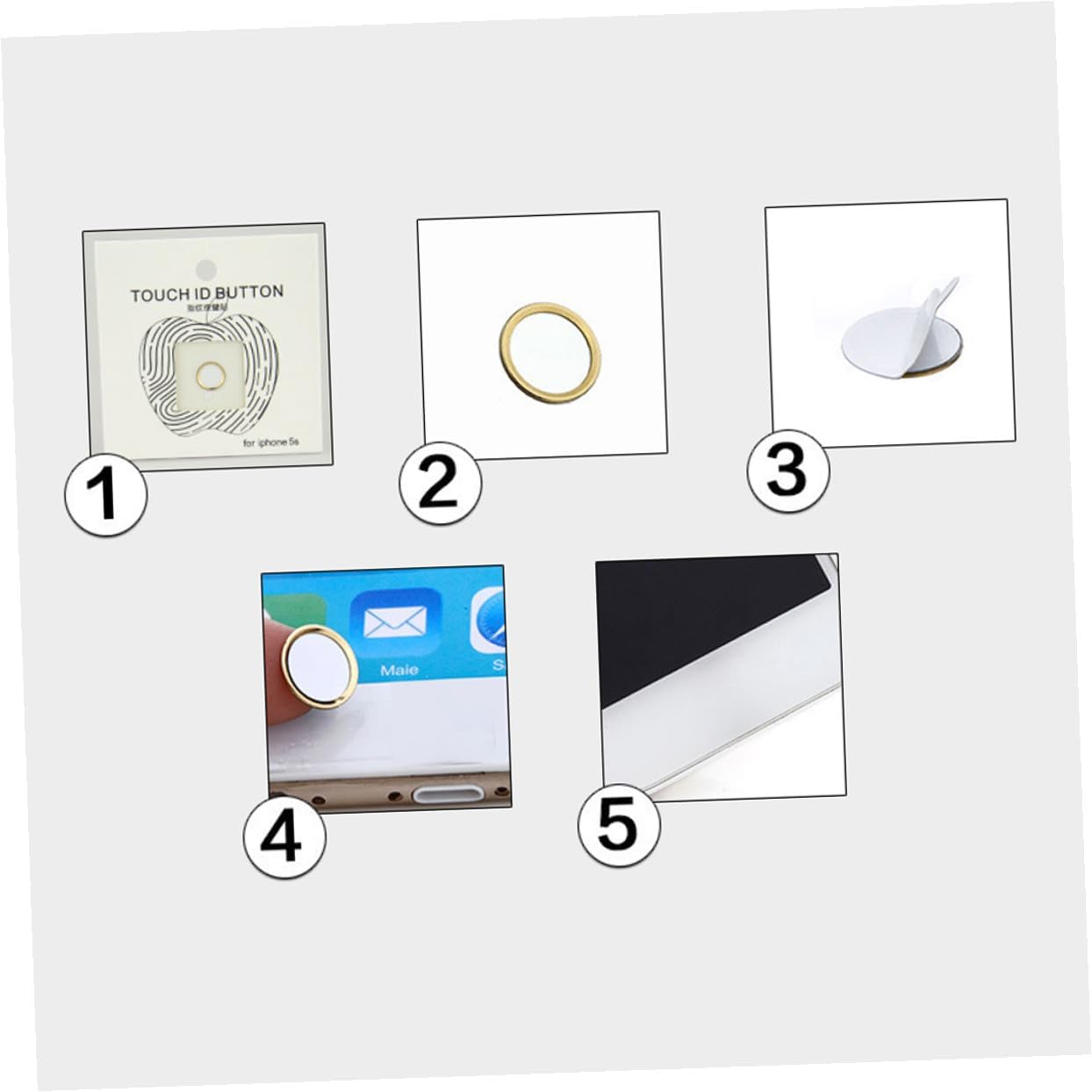 Mikinona Environmental Friendly Home Button Sticker Metal Fingerprint Recognition for White Rose Gold Edge Protects Against Sweat