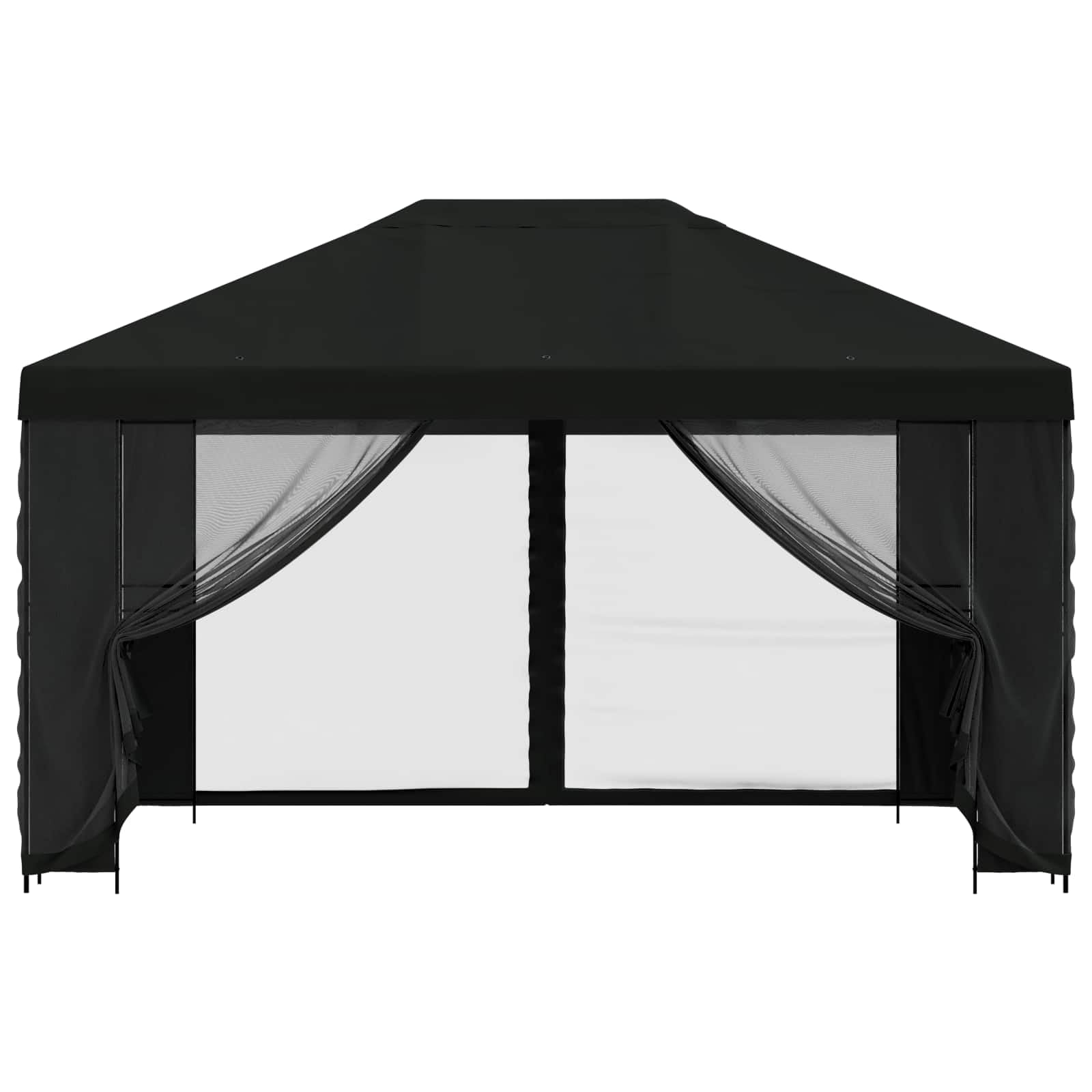 Gazebo avec Murs latéraux 4 x 3 m Noir en Polyester et Acier, abri extérieur Robuste pour Jardin terrasse Patio, Protection Solaire et Pluie, idéal pour Camping, Barbecue et réceptions