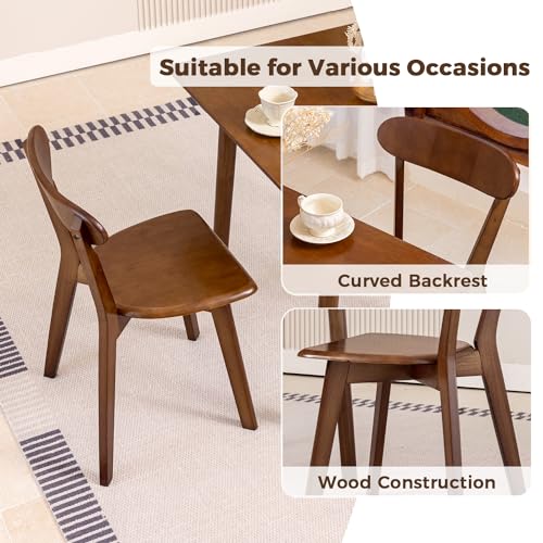 DELAVIN Soild Wood Dining Chairs Set of 4, Oak Wood Kitchen Chairs, Dining Room Chairs, Walnut - Thumbnail 6