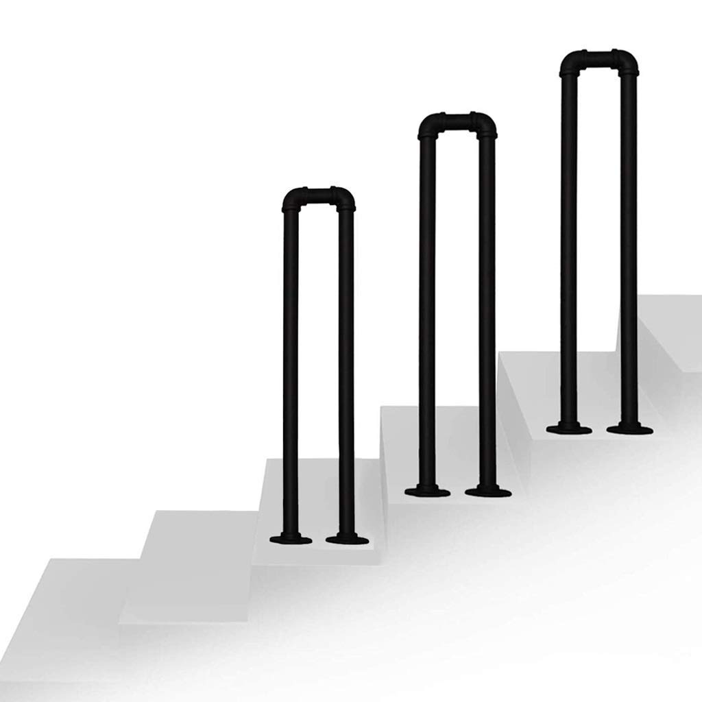 Rampe d'escalier noire mate en métal de qualité supérieure pour une marche extérieure