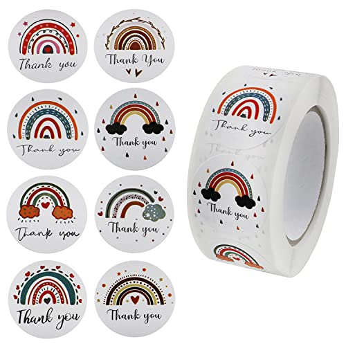 Zzlzx 500Pcs 8Kinds Rainbow Thank You Stickers, 1 Inch Happy Mail Packaging Labels, Happy Mother's Day Gift Labels Stickers, Mail Envelopes Seals For Gift Bags Packaging #TOP12