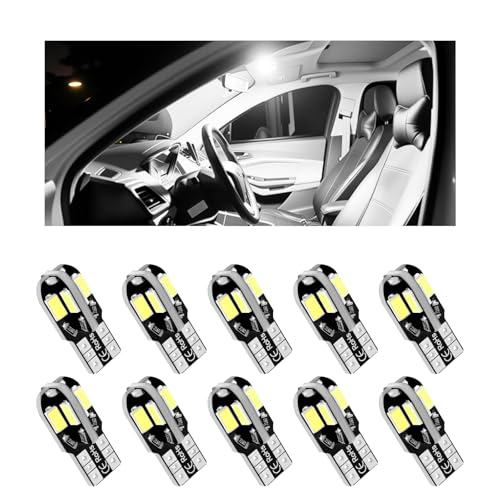 VKQTS 10PCS Interior Car Lights,12V T10 LED Bulb Car Interior Light with High Bright White,Universal Cars LED Lights as License Plate/Reading/Map/Dome Light Cars Accessories