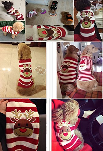 PETCARE Hundepullover Weihnachten Hund Rollkragenpullover Weihnachten Muster Strickwaren warme Haustier Pullover für Hundewelpen Party Puppy Geschenk für Hund