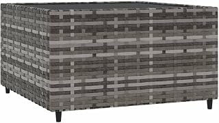 vidaXL Square Garden Coffee Table Home Office Living Room Wooden Sofa Side Couch Centre Accent End Tea Telephone Table Grey 50x50x30 cm Poly Rattan