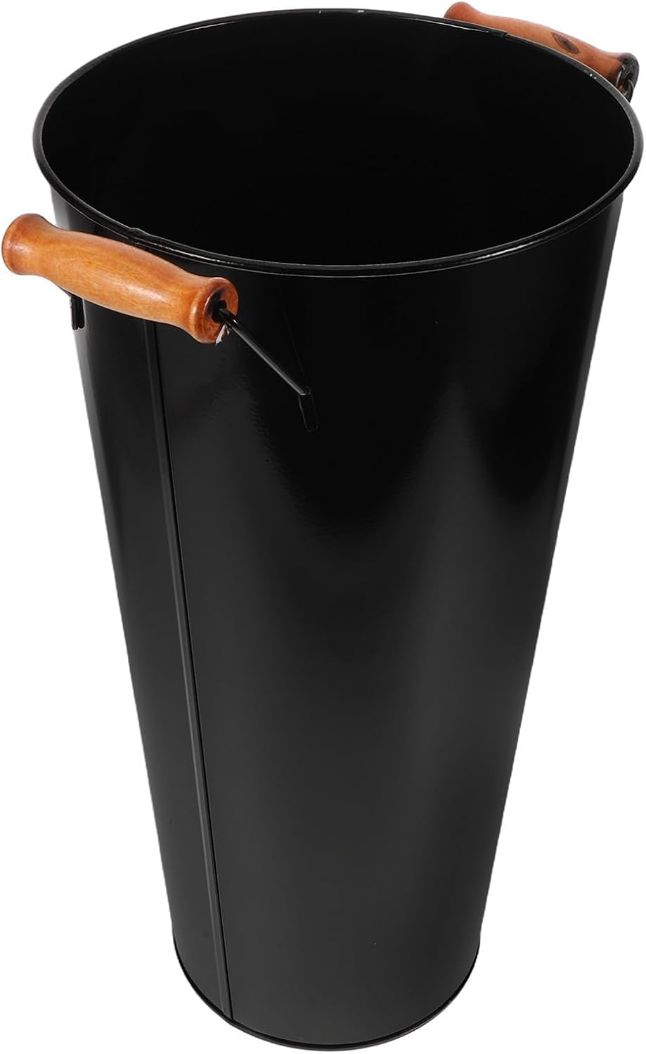 Toddmomy Black Metal Firewood Holder Round Iron Storage Bin for Fireplace
