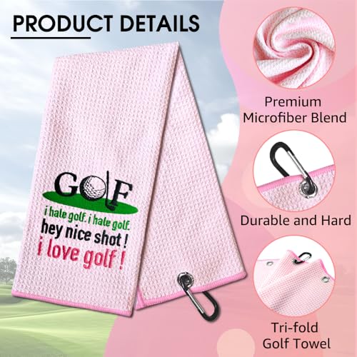 TOUNER I Hate It, I Hate It, Hey Nice Shot I Love It Golfing Towels, Ladies Golf Gifts, Golfing Bag Towel Present, Ladies Golf Accessories for Retirement Christmas Birthday Towel Gifts for Daughter - image 3