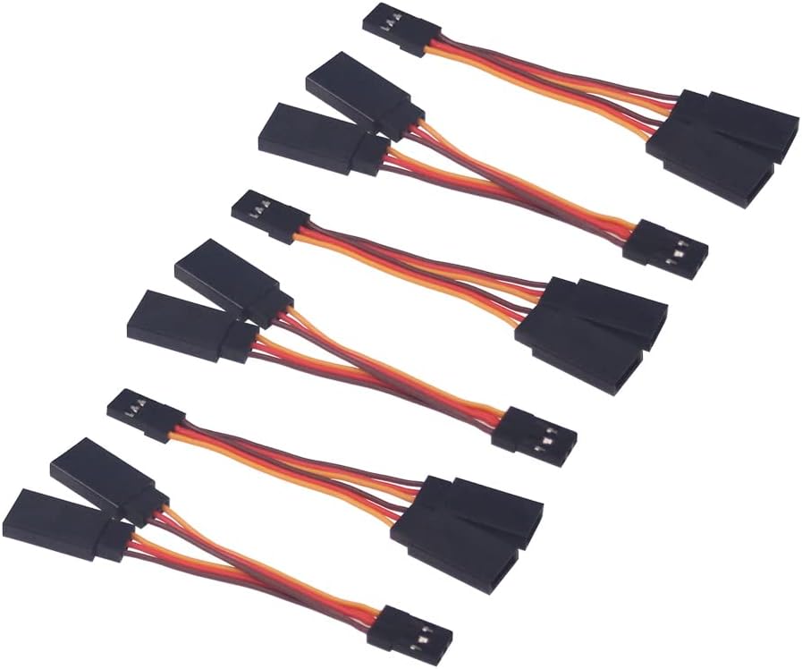 OliRC 6pcs Servo Y Cable 1 to 2 Y Leads Male to Female Extension Lead Wire for RC Airplane Model(C171-6)