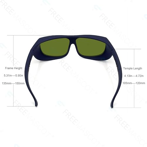 Miniatura 2 de FreeMascot Gafas de seguridad láser profesionales OD 8+ 190nm-450nm/800nm-1100nm de longitud de onda para luz láser típica de 405 nm, 445 nm, 808