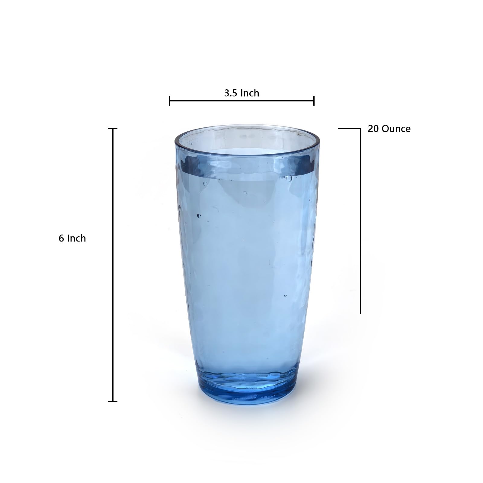 Yalin Bicchieri in acrilico da 590 ml, riutilizzabili, impilabili, senza BPA, infrangibili, lavabili in lavastoviglie, set di 6 tazze (blu)