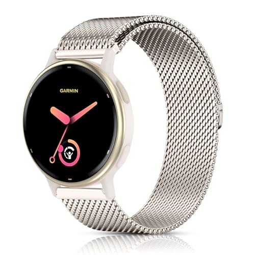 HQzon 20mm �~���l�[�[�E�H�b�`�o���h Garmin Vivoactive 5/Vivoactive 3�Ή� ���^���E�H�b�`�o���h ���C���b�V���t�� enu Sq/Venu Sq 2/Venu 2 Plus/Venu�ɑΉ�