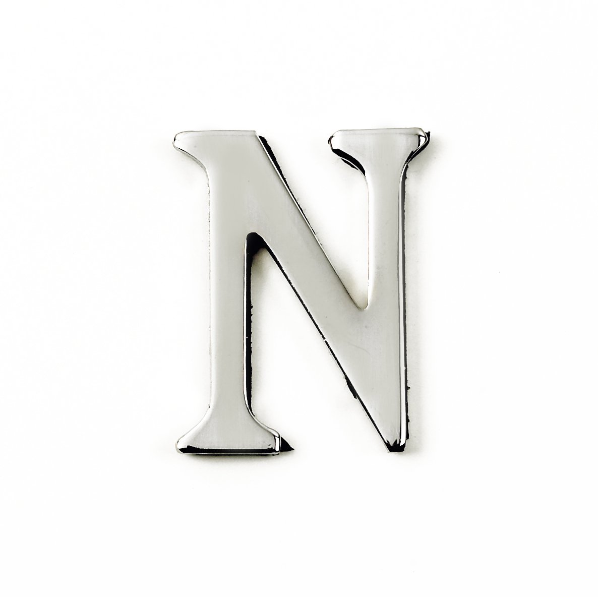 Black Country Metal Works 1.5-2 Inch Self Adhesive Solid Brass Numbers & Letters Chrome Finish (N)