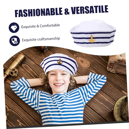 Homoyoyo Captain Hat for Boys and Girls Police Cap White Sailor Hat Buckle Party Accessory3