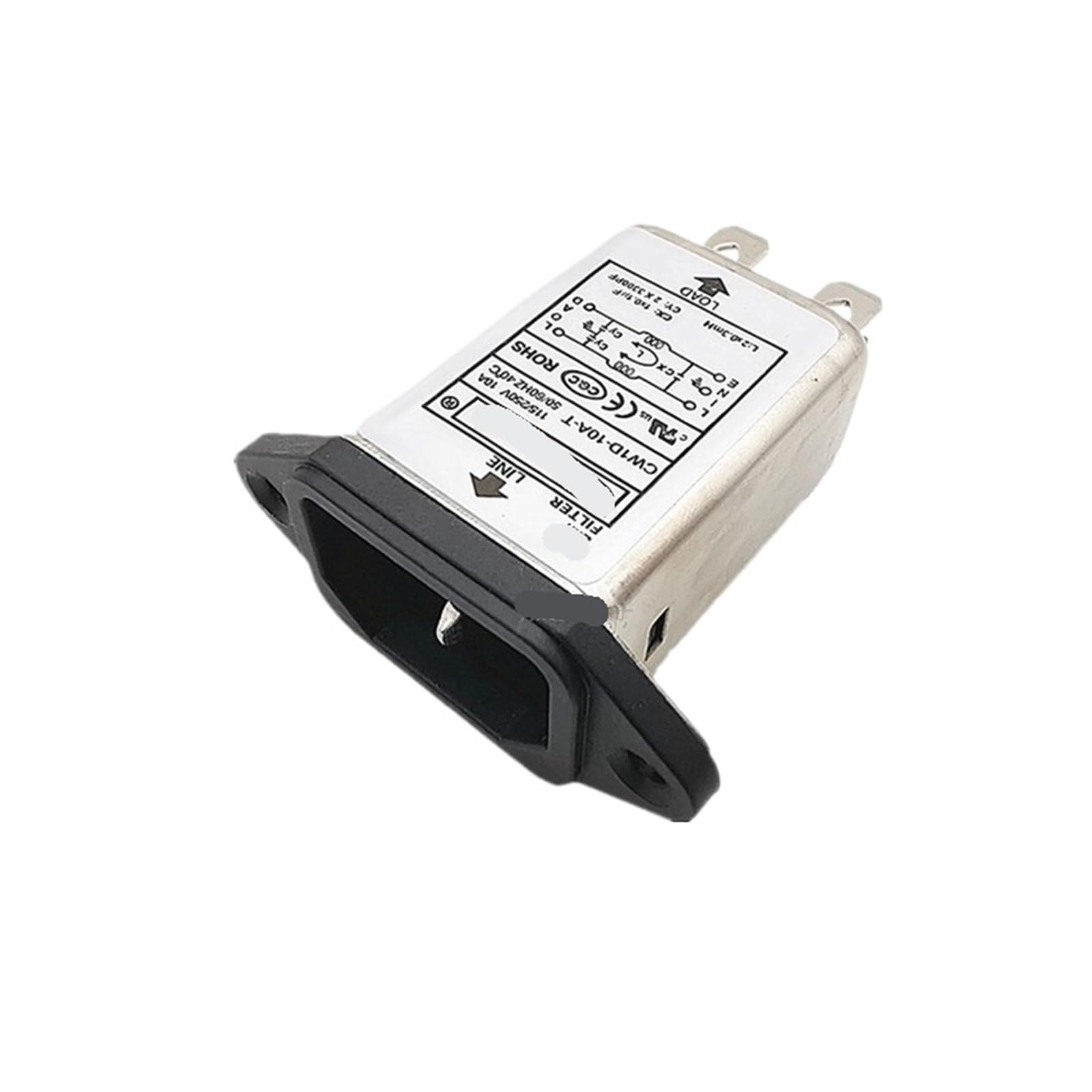 0P7BR328B CW2 series single phase 220V AC power filter CW2A-10A-T with fuse 10A 6A socket type purifier(CW1D-10A-T 10A)