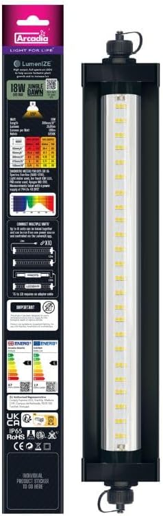 Arcadia LumenIZE Jungle Dawn LED Bar 12" Long 18 Watts High Lumen Output – Smart LED Light Bars for Indoor Reptiles Terrariums, Plants and Bioactive Setups, Long Lasting Easy to Use Natural Lighting