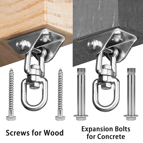Image of Heavy Duty Swing Hangers for Wooden Sets 2000 LB Capacity Hammock Hanger 360 Swivel Stainless Steel Swing Hardware Accessories 1 Packs for Porch Playground Yoga Heavy Bag