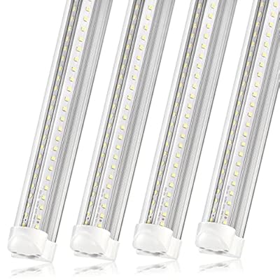 Nimgoti LED Shop Light 4FT, T8 Integrated LED Tube Light Fixture, 40W 5200LM 5000K, V Shape, Daylight White, Hight Output Linkable Shop Lights for Garage Warehouse Workshop, Clear Cover (4-Pack)