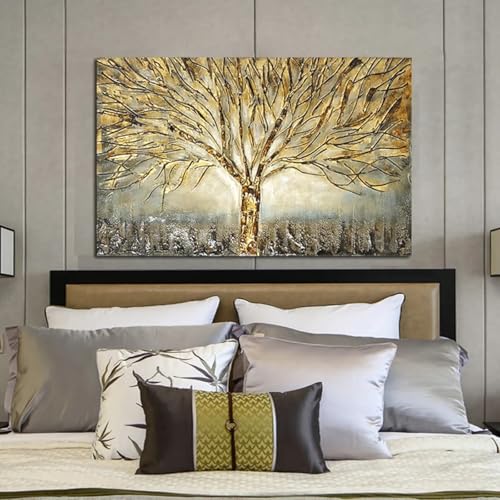 Affiche arbre de vie doré tableau abstrait moderne 30x50cm - 2