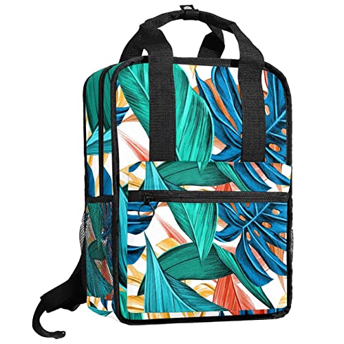 Sac à dos pour garçons filles motif feuilles école bretelles réglables