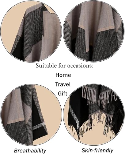 AONTUS Shawls Wraps Poncho Cardigan Cape Knitted Cover Ups Vintage Scarfs Sweater for Womens4