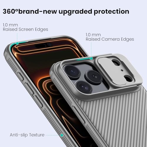Image of Nillkin for iPhone 17 Pro Max Case with Slide Camera Cover, Thin Slim Fit, Shockproof Protective, Protector Privacy, Phone Case iPhone 17 Pro Max Camera Lens Protector 6.9 inch, Gray