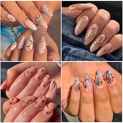 Bsbtbz K-520 8Sheets Gold Star Nail Sticker Decals- Metallic Nail Supplies 3D Self-Adhesive Sun Stars Moon Starlight Planets Snake Nail Design Nail Art Stickers thumb #4