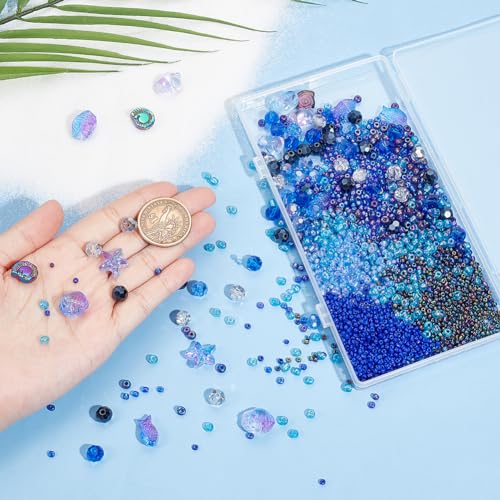 SUNNYCLUE 1 Box 3100pcs Summer Beads Kit: Glass Sea Ocean Beads, Star, Sea Shell, Fish - Image 3