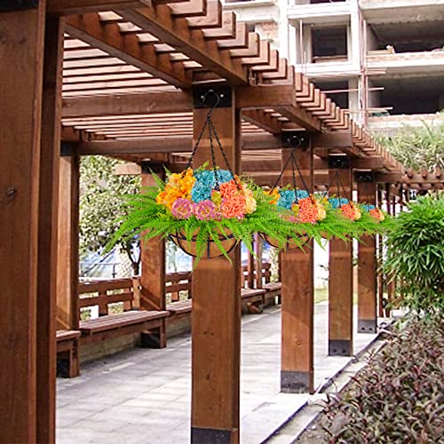 Shyshining Artificial Hanging Flowers With Basket,Fake Flowers Plant Hanger Uv Resistant, Faux Plastic Greenery Hydrangea Flowers For Outdoor Indoor Garden Porch Home Decor (Hanging Flowers) #TOP5