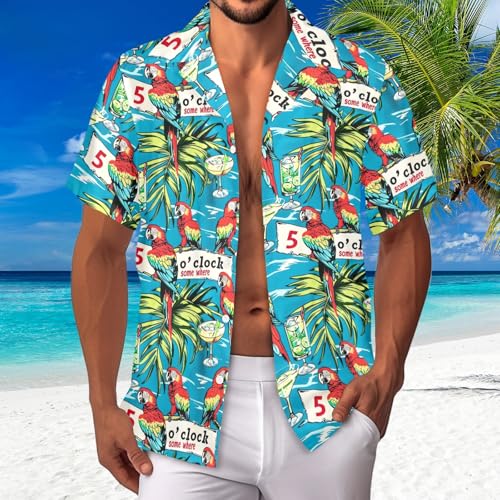HUGLAZY Hawaiians Shirt for Men Short Sleeves Button Down Beach Shirt Summer Party Outfit4
