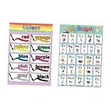 NUOLUX 4個 早期教育向け防水知育ポスター 幼児用アルファベット字動物デザイン の学習促進 教室や家壁面装飾用