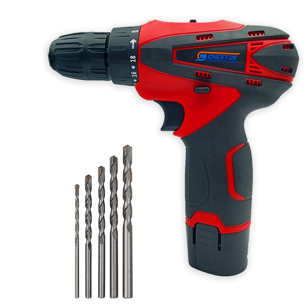 Cheston 12V Cordless Drill Machine Screwdriver Kit | 10mm Keyless Chuck | Li-ion 1500 MAH Battery | Torque (18+1) | 1500 RPM | Reversible Variable Speed | Carrying Tool Kit Case 5pc Drill Bits (B0BZHH4LR9) Amazon Price History, Amazon Price Tracker