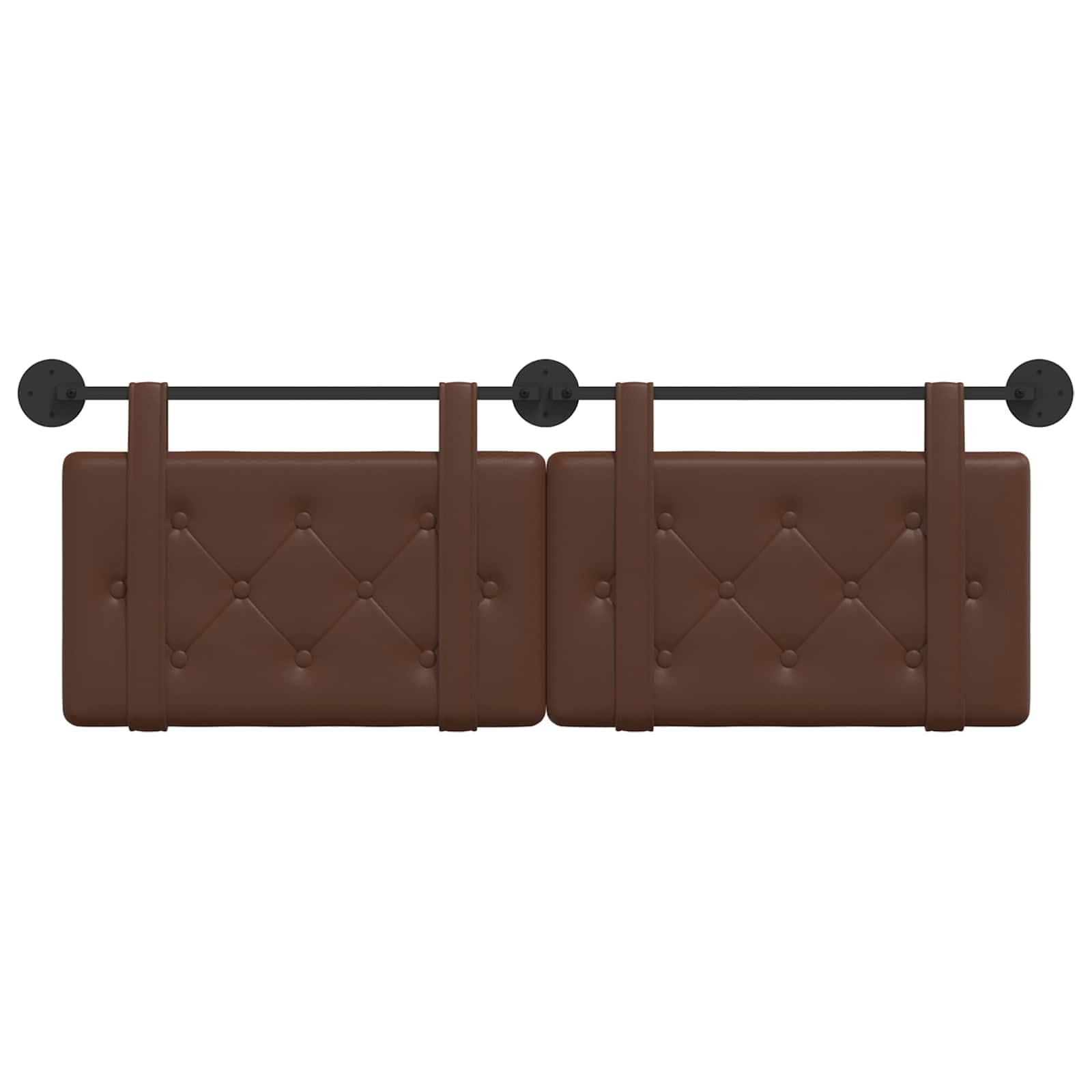Cabecero colgante marrón de piel sintética, 130 x 55 cm, cabecero de cama montado en la pared, tapizado con botones, cabecero de pared para dormitorio y habitación de invitados, juego de 2