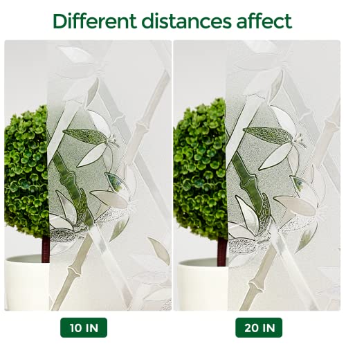Bofeifs Window Film Privacy Frosted Glass Window Clings Rainbow Bamboo Window Decor For Living Room Lobby Porch Non-Adhesive 35.6 X 118 Inches #TOP1