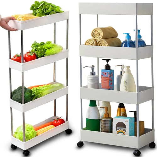 Retoo Chariot de cuisine à 4 niveaux, étagère de rangement pour cuisine, salle de bain, chambre...
