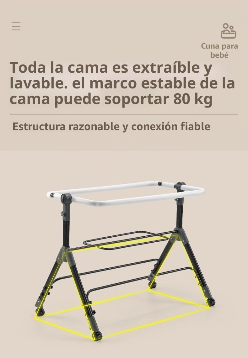 Magic ZC Cuna Colecho con Cambiador, Plegable Minicuna, Multifuncional Cuna Colecho Bebe, 3 Niveles de Altura Ajustables (X3 Grey)
