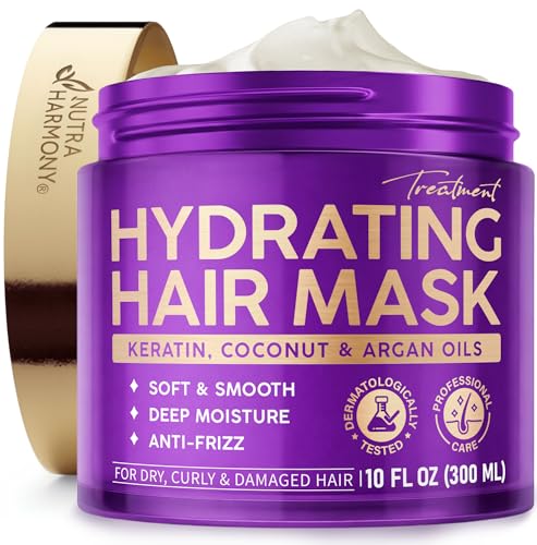 Hydrating Hair Mask - Deep Conditioning Treatment for Dry, Frizzy & Damaged Hair - Keratin Mask with...