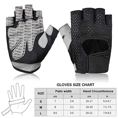 Luvas Esportivas, Romacci Luvas de Fitness Anti-derrapante Bicicleta Meio Dedo Luvas de Dedo Curto L