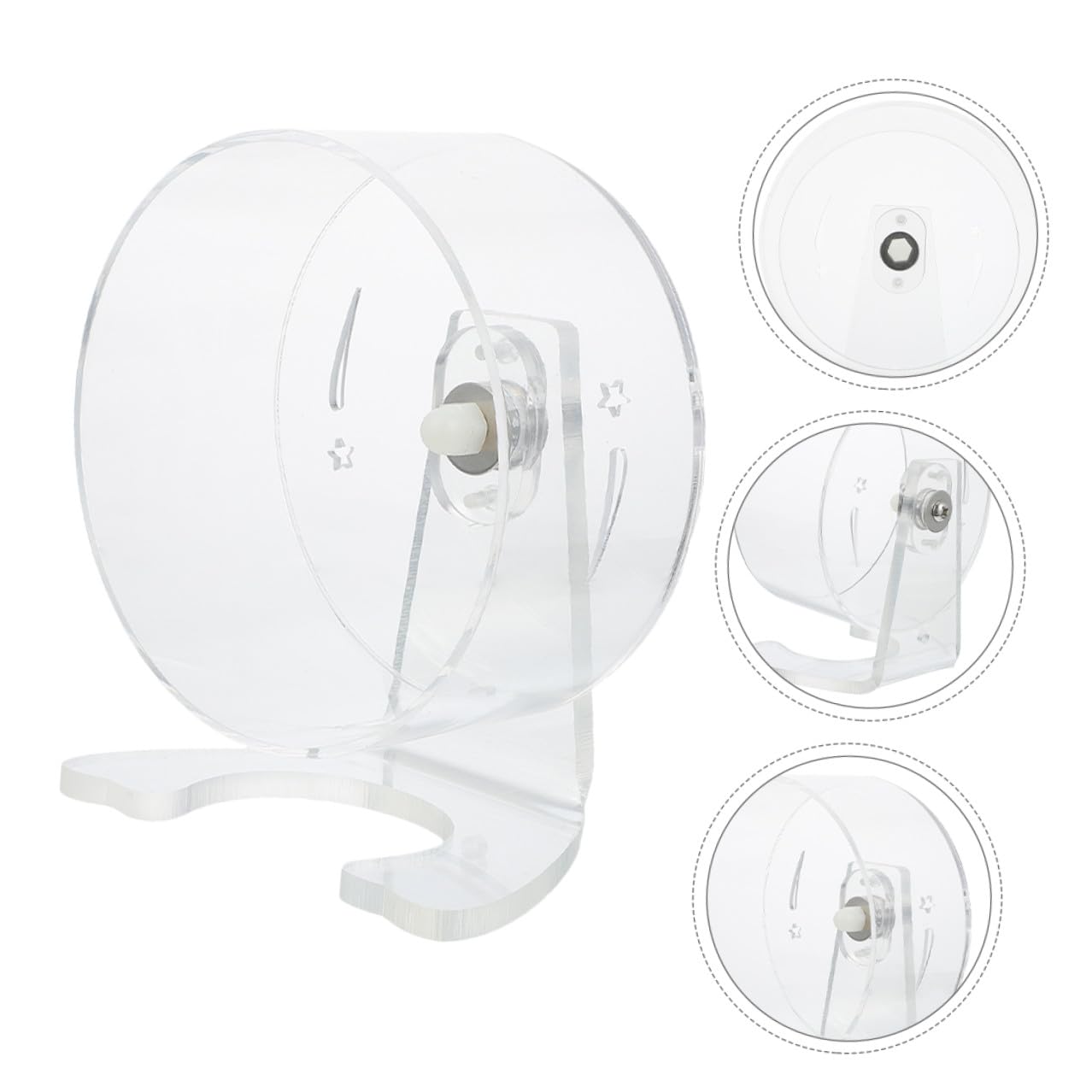 ifundom Rueda para Hámster Silenciosa con Soporte Rueda Acrílica Transparente para Ejercicio de Pequeños Roedores Juguete para Gerbils y Chinchillas Fácil Instalación