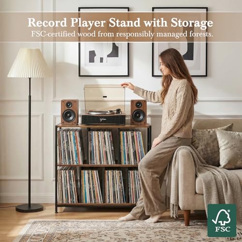 Image of Faesun M Vinyl Record Player Stand, RusticBrown
