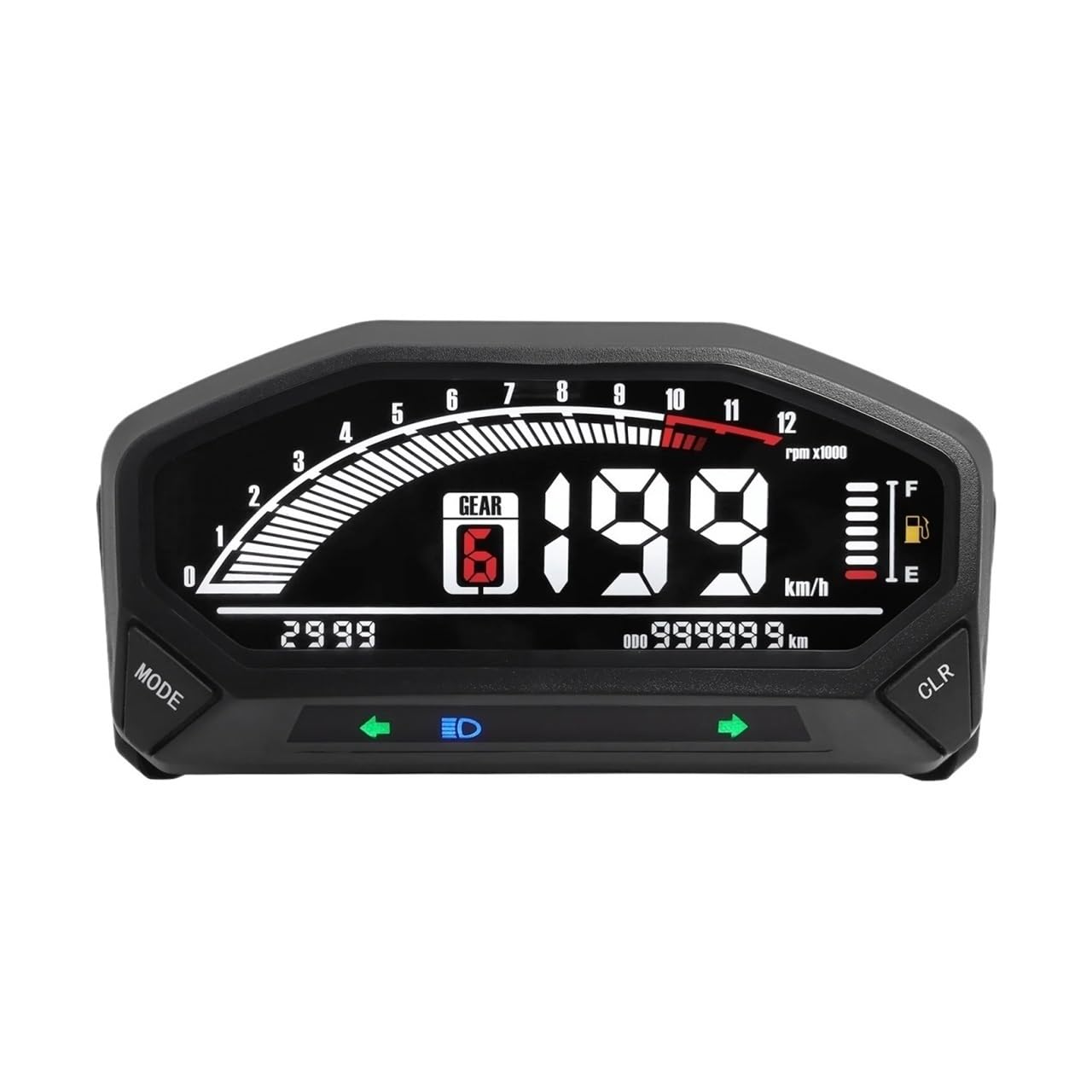 Tablero de moto Accesorios para motocicletas Velocímetro universal Retroiluminación digital Odómetro Tacómetro para motor de 1, 2 y 4 cilindros