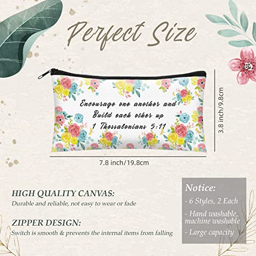 Sabary 12 Pcs Christian Pencil Pouch Bible Verse Makeup Bag Christian Gifts for Women Bulk Inspirational Bible Flower Cosmetic Bags Religious Church Gifts for Mom Sister(7.8 x 3.8 Inch)2