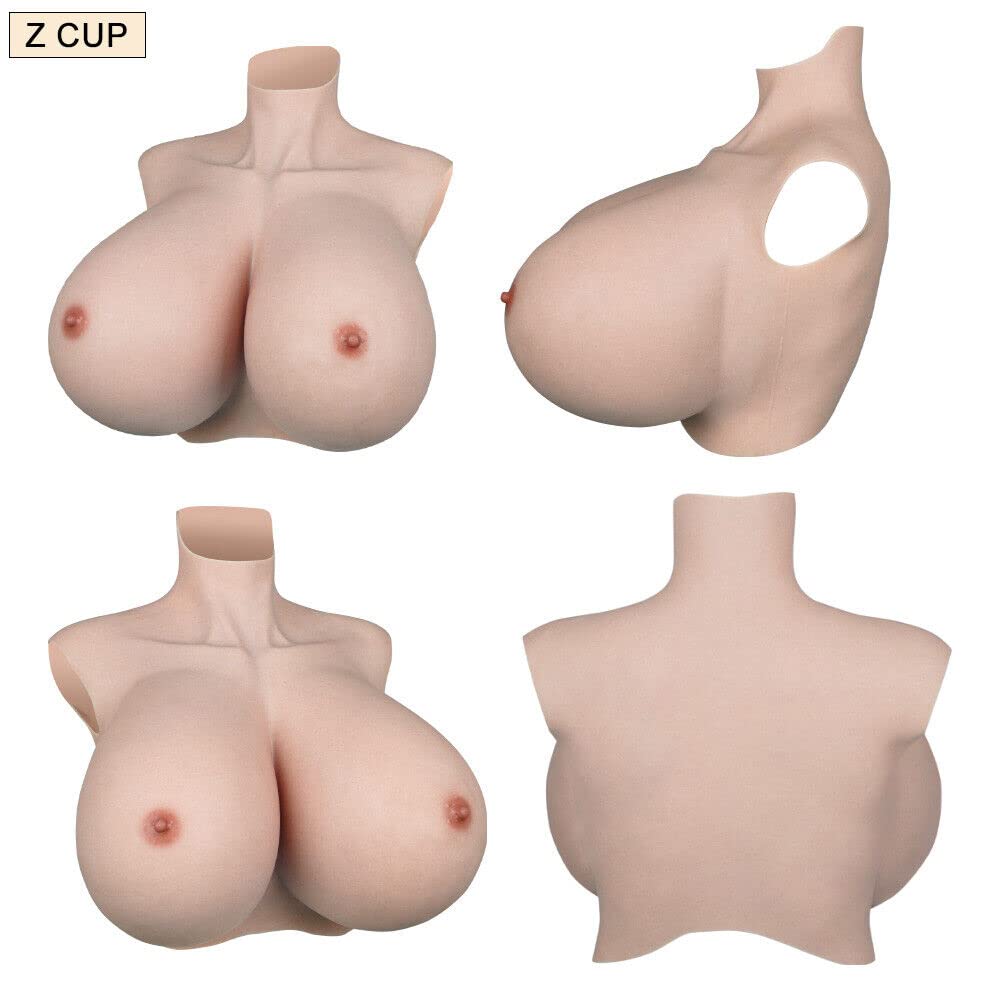 YRZGSAWJ Seins en Silicone Bonnet K/S/Z Gros Fausse Poitrine Grand Taille Prothèse Mammaire, Pour Homme Travesti, Crossdresser, Transgenre Usage Quotidien (Fair, Coupe K - Rempli avec du silicone)