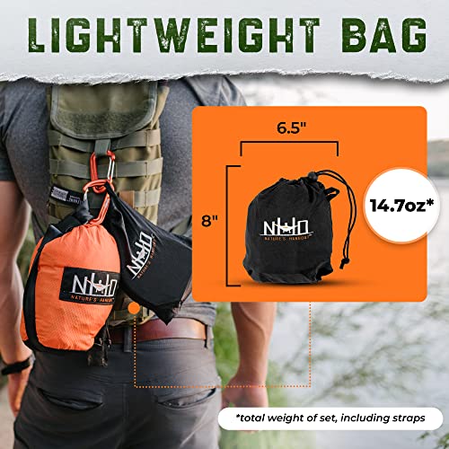 Hammock Straps For Trees With 2 Carabiners - 10 Ft Tree Swing Strap - 700+ Lbs Heavy Duty 32 Loops & No Stretch Camping Hammock Tree Straps - 20 Ft Combined Hammock Hanging Kit - Natures Hangout #TOP7