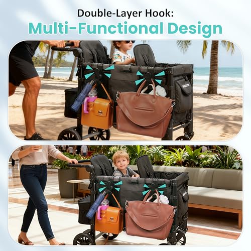 Image of Stroller Hooks for Wonderfold Wagon W2 & W4, Double-Layer Multipurpose Side Hook for Balance Bikes & Bags, Space-Saving Wonderfold Wagon Accessories, 88lbs Load Capacity (2PCS)
