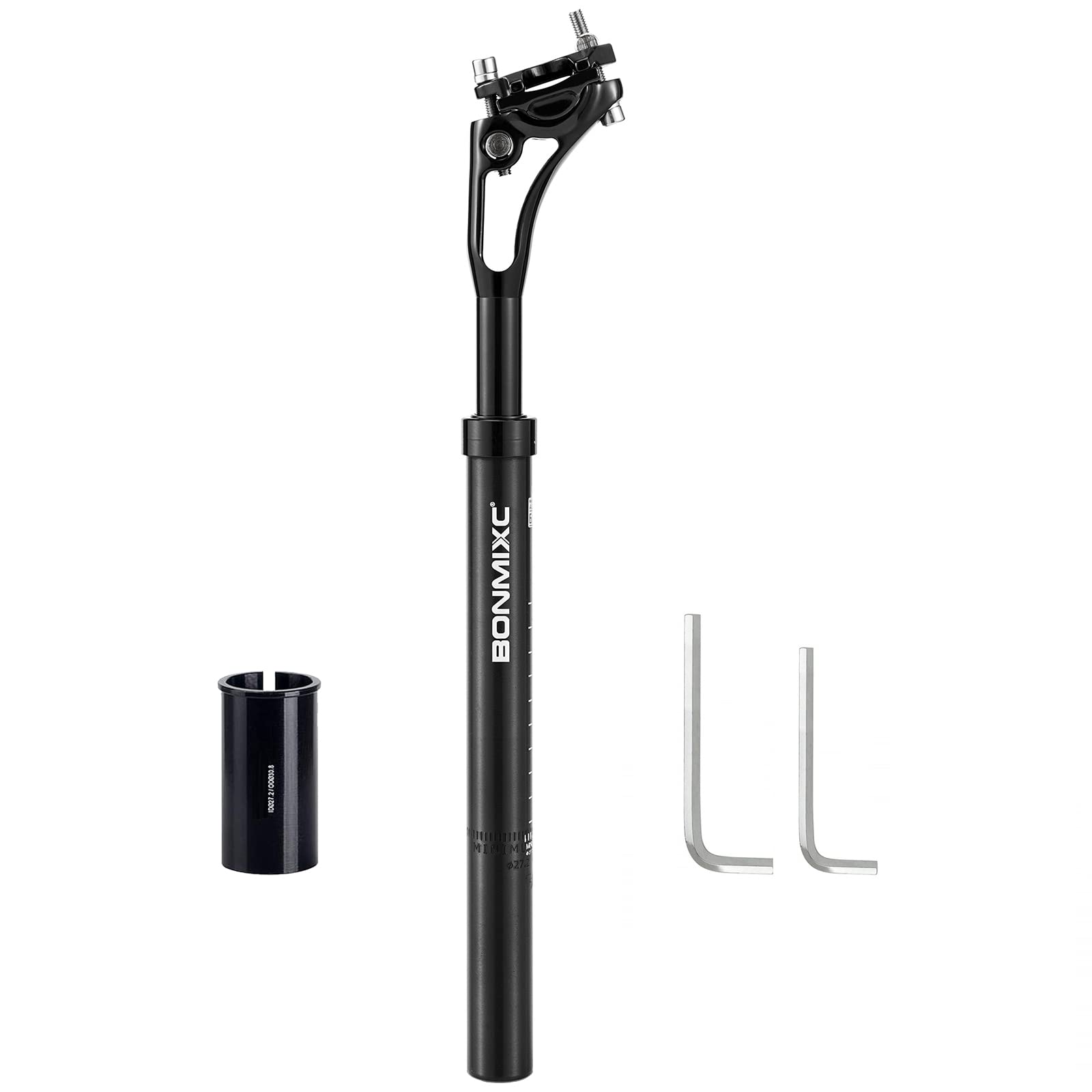 Suspension Seatpost 27.2 - 33.9 400mm, Adjustable Two-Way-Bolt Clamp, Reduce Wind Drag, Anti-Slip Shock Absorber Setback Bike Seat Post, 300lb Support for Larger & Tall Riders