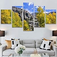 SIGNWIN 5 Panel Canvas Wall Art Modern Art Dramatic Forest Multicolor Photography Romantics Scenic for Home Decorations Ready to Hang - 60