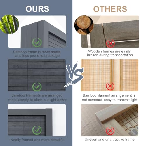 Bamboo Room Divider for Room Separation, 6 FT Tall Privacy Screen